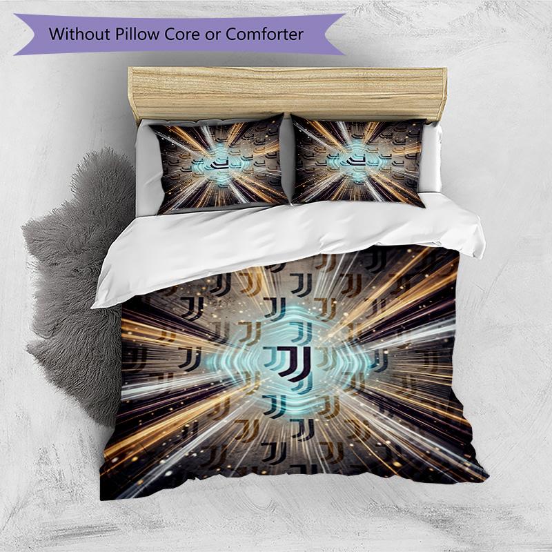 Juventus FC Pattern Printed 3PCS Bedding Set Soft Skin-Friendly Washable Duvet Cover & Pillowcases Set All Season Bedroom