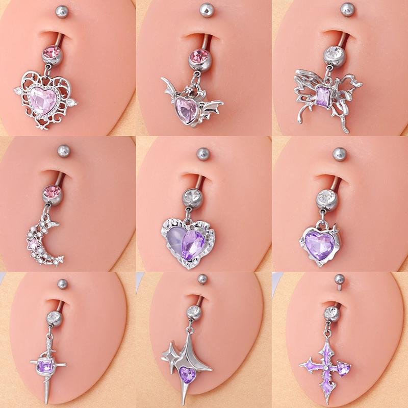 Stainless Steel Navel Rings For Women Flash  Bikini Belly Button Nail Body Decor Piercings Jewelry