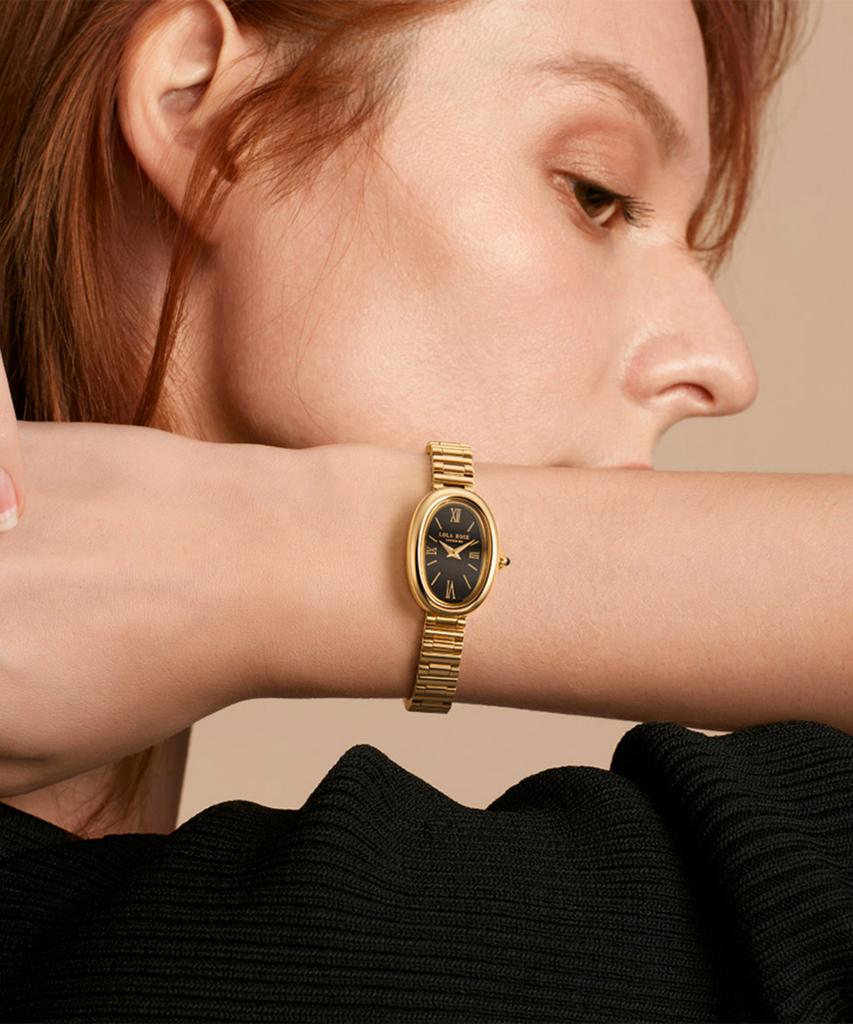 Lollalojeu Mirror Black Onyx Oval Women'S Wristwatch