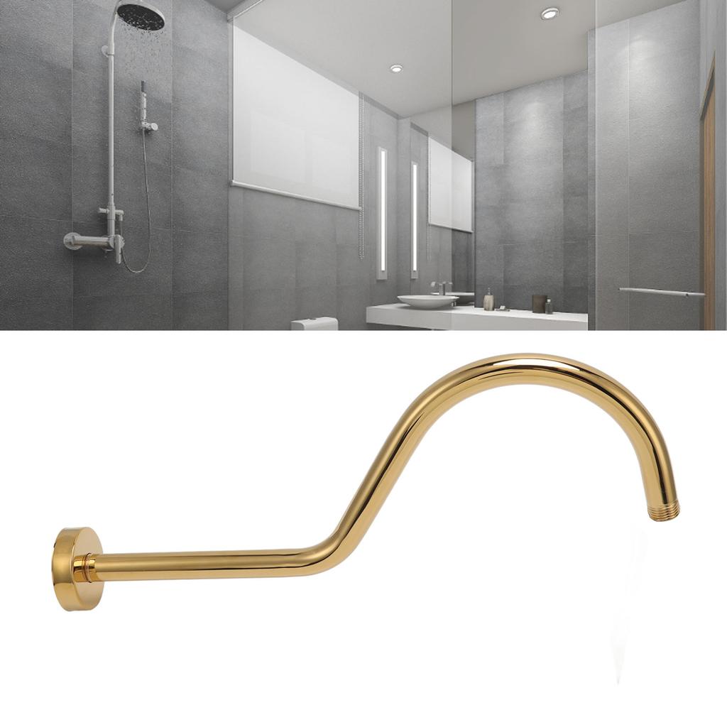 NPT Shower Head Extension Arm Brushed Gold S Shaped Gooseneck Stainless Steel Shower Head Pipe for Bathroom