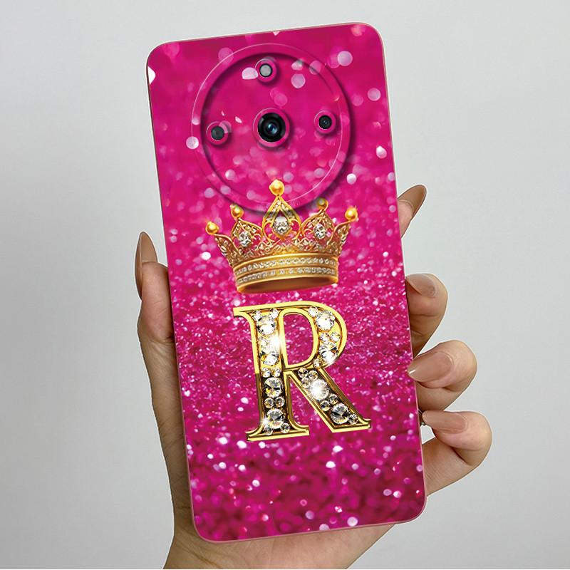 For Realme 11 Pro Plus 5G Fashion Initial Letter Couple Phone Case for Realme 11Pro 11 Pro+ Soft Silicone Lens Protective Casing