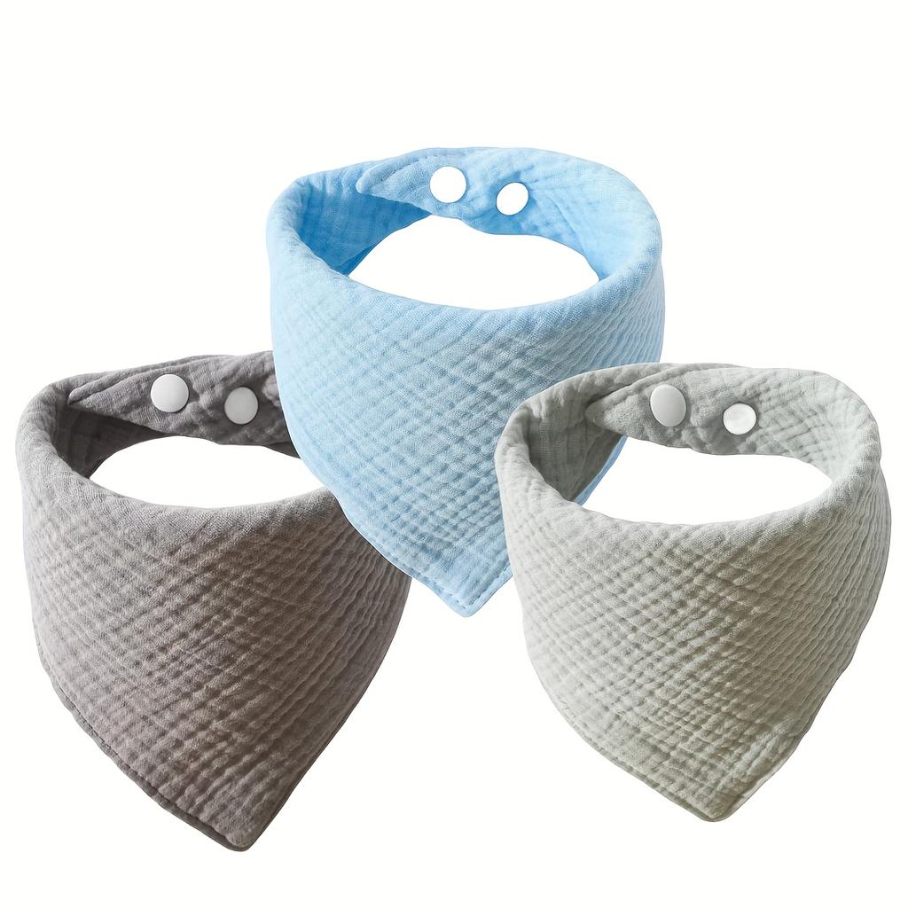 3pcs Soft Burp Towels, Muslin Six-layer Gauze Bibs Soft Feeding Bibs Cotton Crepe Triangle Bib - For Babies & Toddlers Drool Bib