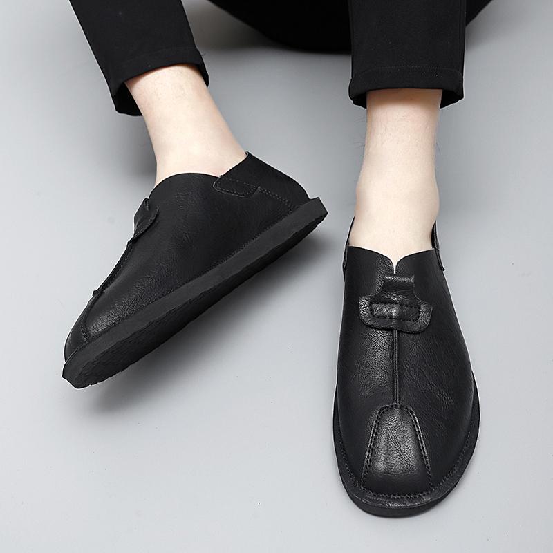 Autumn New Men's Loafers Soft Soled Comfortable Flat Bottom Walking Shoes Outdoor Park Versatile Men's Business Leather Shoes