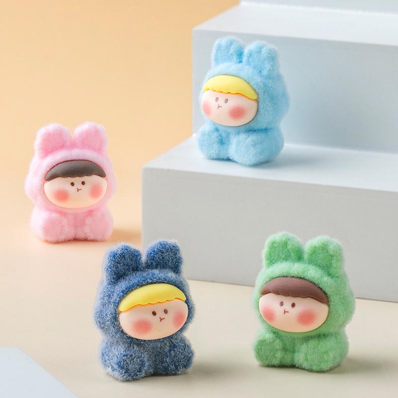 Mini Dora Blind Box Flocking Capybara Doll Model Cute Cartoon Figures Desktop Ornaments Creative Christmas Gift Party Favors