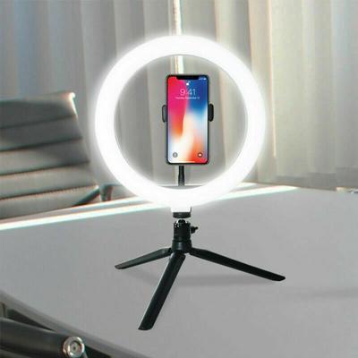 Mini anillo de luz para selfies de 10 pulgadas, lámpara LED de escritorio, luz de video con trípode para estudio fotográfico de YouTuber