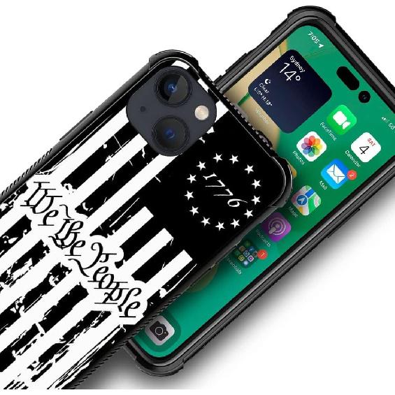 Compatible with iPhone 14,H American Flag KT8 Pattern Design Scratch and Shock Resistant Rugged TPU Protective Case for iPhone 14 6.1 Inch