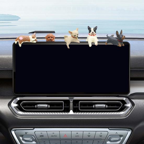 5 Pcs Mini Cute Dog Computer Monitor Decor Plastic Dog Figurine Car Dashboard Accessories for Office Desk PC Decoration