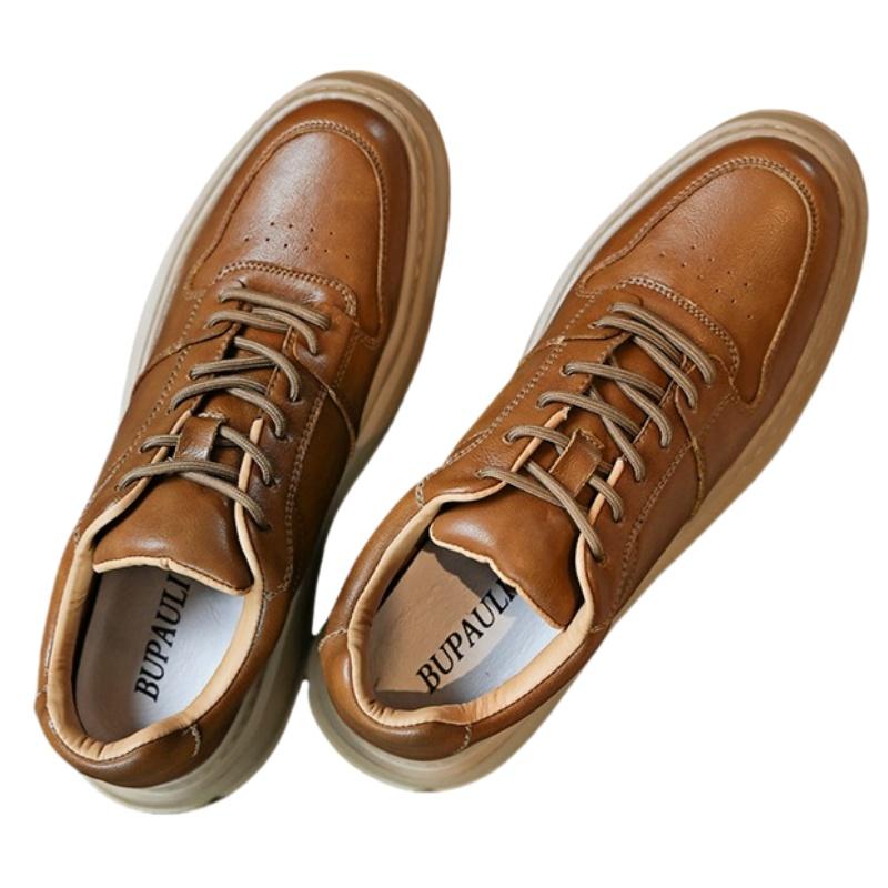 

Men s Leather Cowhide Shoes Height Increase Insoles 6cm Lift Sneakers Casual Plus Size 38-44 38 коричневый