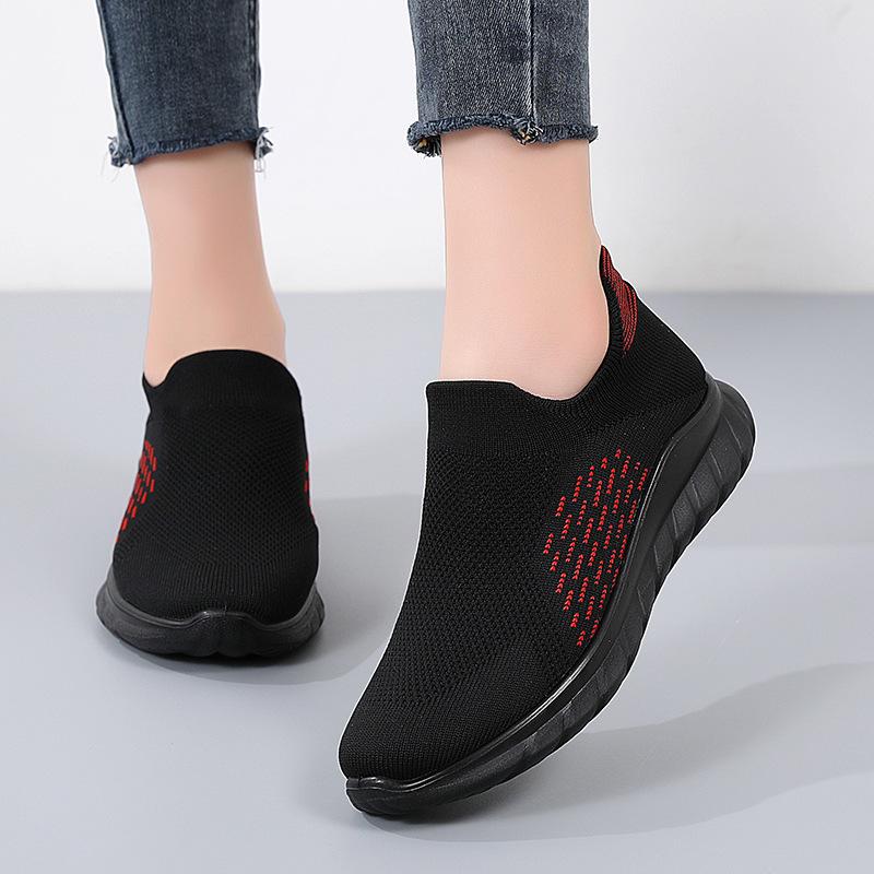 Breathable shoes Mesh trendy shoes Flying weaving one pedal Lightweight sports women's shoes Flat shoes 3541 Casual sports