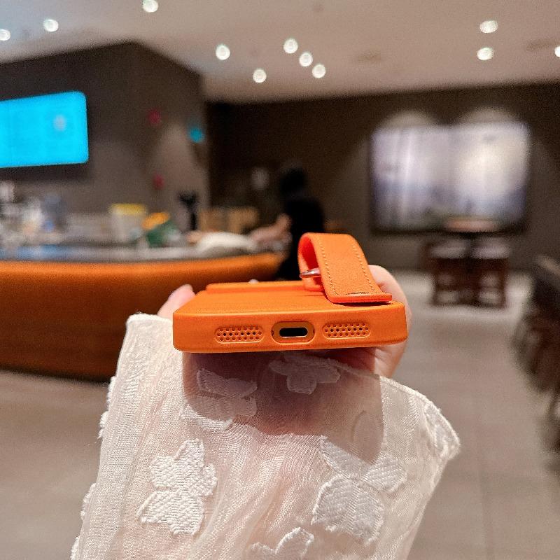 For For Iphone 17 Pro Max Air Leather Bracket Wrist Strap Holder Cover for For Iphone17 16 1 14 13 12 11 Pro Max Plus Stand Case