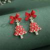 Christmas Santa Claus Imitation Pearl Drop Eearrings for Women Exquisite Colorful Rhinestone Elk Earring New Year Jewelry Gifts