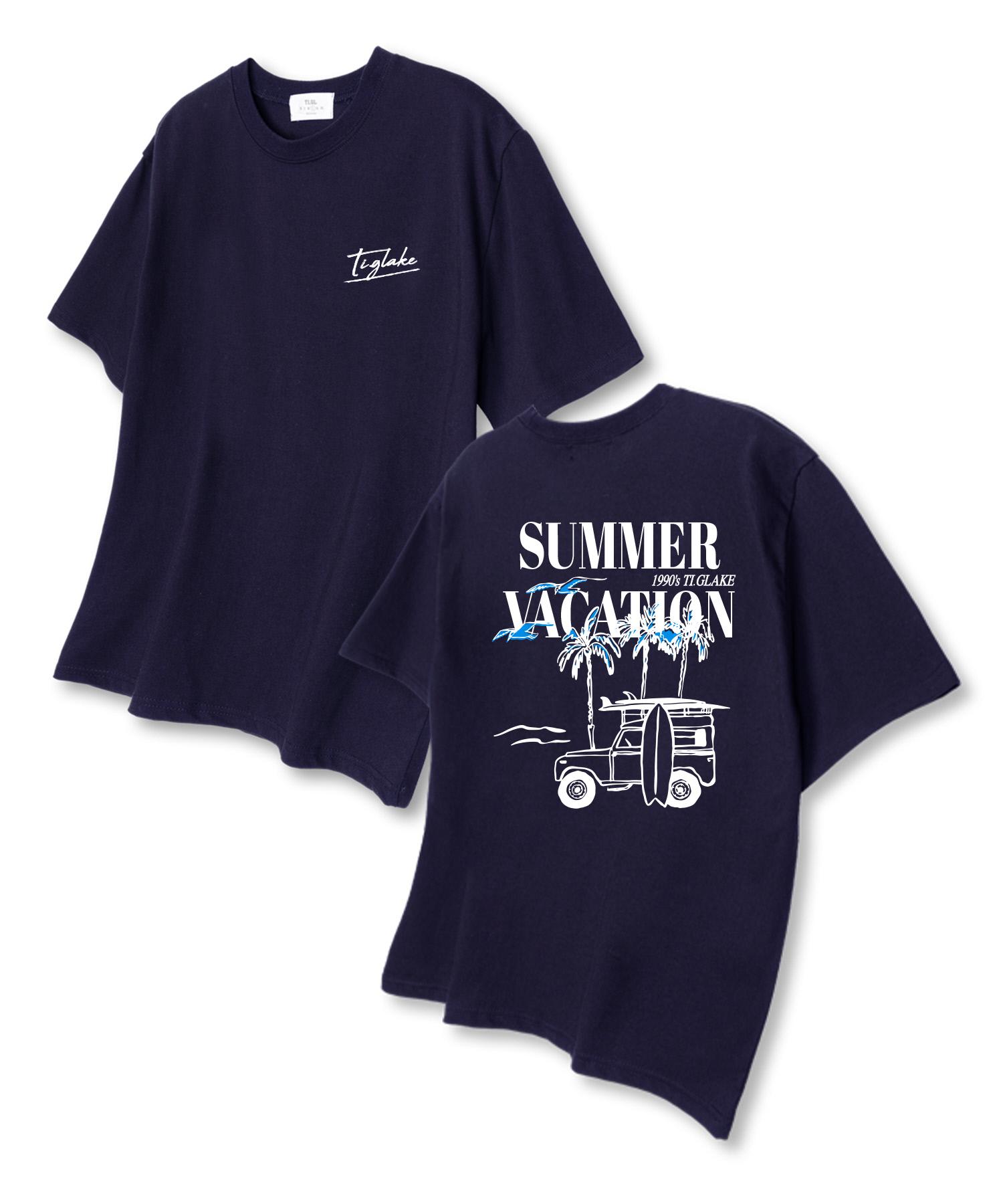 Tee Glake Summer Vacation Oversized Short Sleeve T-Shirt Navy L