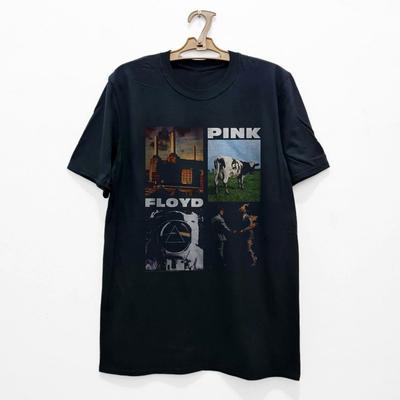 T-shirt unisexe noir en coton, imprimé collage des albums de Pink Floyd, tailles S à 5XL
