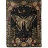 Gothic Moth and Rose Flannel Blanket - Mystical with Lunar Moon Vintage Throw - Lightweight Soft Cozy Gifts Blankets for Kids Adults & Nature