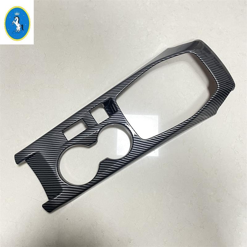 ABS Carbon Fiber Central Control Gear Shift Panel Water Cup Frame Decoration Accessories Cover Trim For Peugeot 208 - 2025