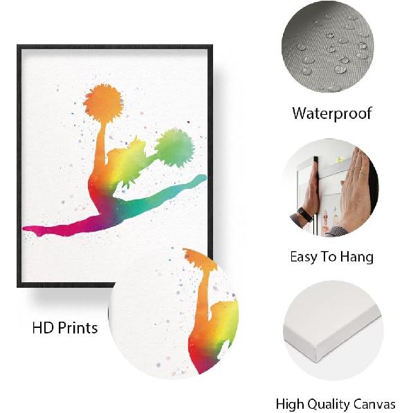 INFUNLY Set of 6 CheerLeader Abstract Wall Art Print UNFRAMED Girl Gymnastics Posters Print 8x10 Aesthetic Gradient Ink Canvas Painting for Team Gift