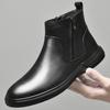 British Style Chelsea Casual Leather Boots Pure Color Versatile Winter Shoes  New Genuine Leather Round Flat Designer Shoes