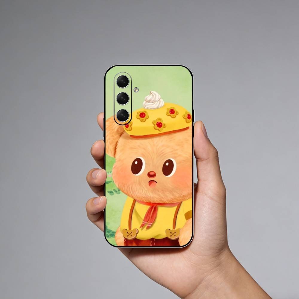 Luxury Butter Bread Bear Phone Case For Samsung Galaxy A73,21,22,32,71,53,52,51,80,5G Soft Black Cover