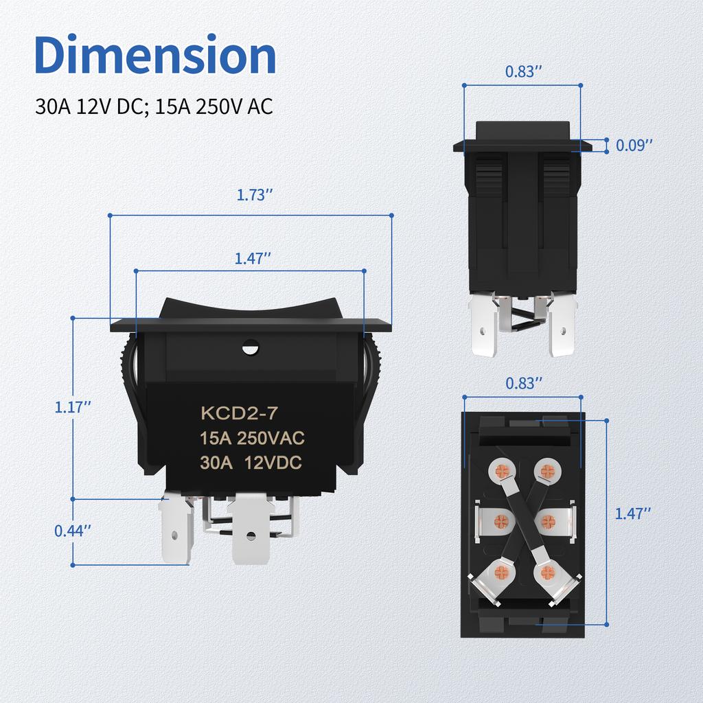 UP Down Momentary Reverse Polarity Switch 12V 30A DPDT Polarity Reversing Switch RV Power Jack Switch for 5th Wheel