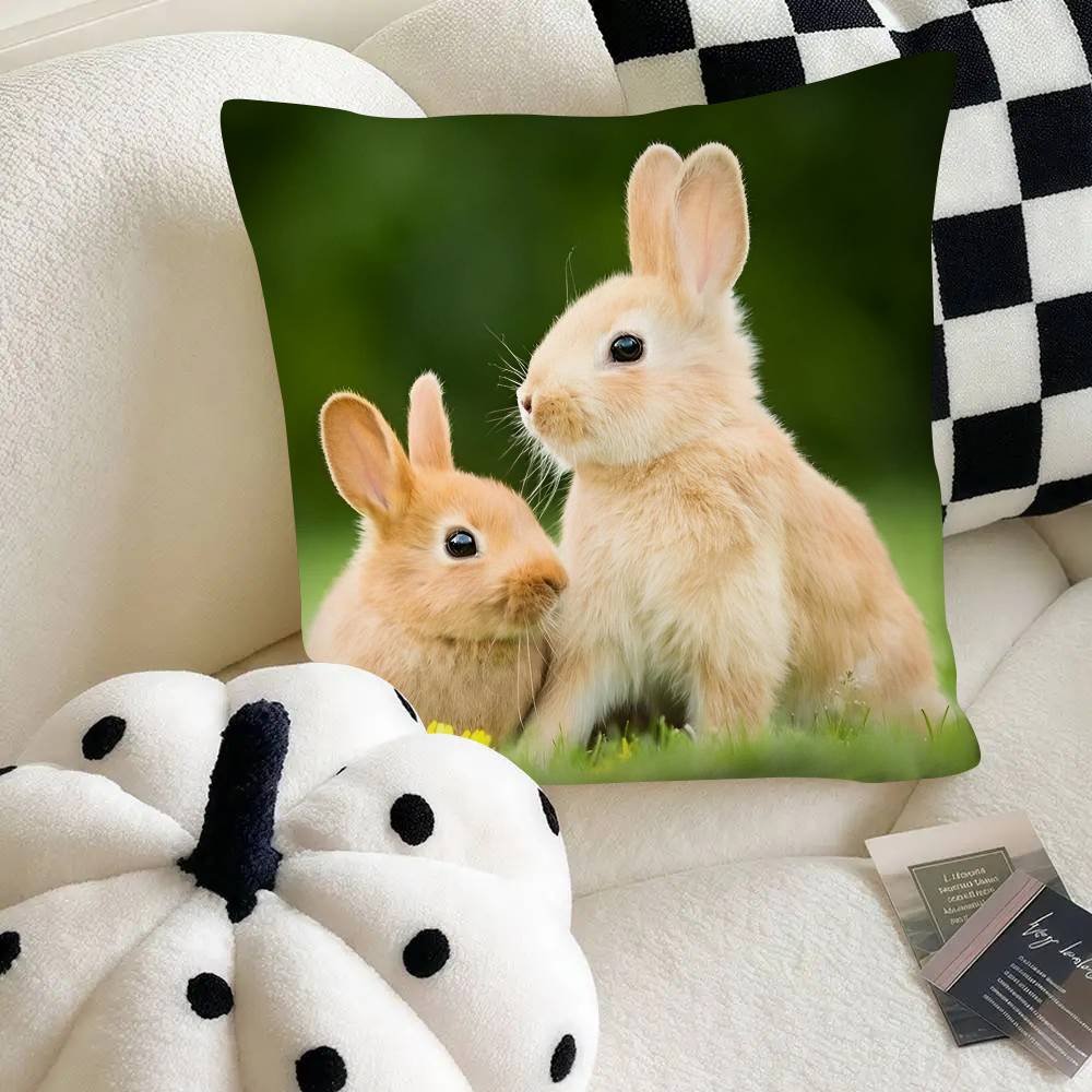 Rabbit Pillow Case Fashion Square Pillowcase Bedroom Sofa Room Ins Decoration Leisure