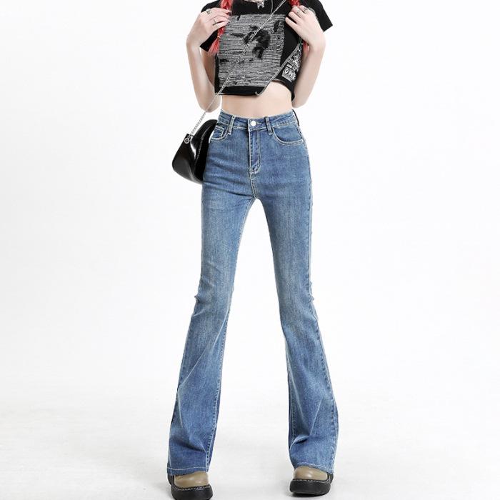 Women's Black High-Waisted Micro-Flared Jeans, 2025 Spring/Autumn Collection