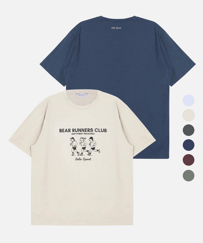 2ELA Unisex Running Bears Graphic Sorona Round Short Sleeve T-Shirt 6 Colors (Type B)