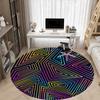 1pc Neon Triangles Office Round Area Rug, Indoor Mat Suitable ForOffice, Under Office Chairs Bedroom Living Room Home Decor T210