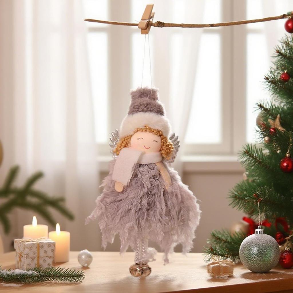 Creative Mini Christmas Angel Ornaments: Cute Smiley Face Bell Tree Pendants