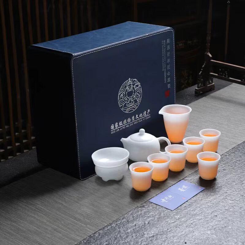 Tuopai Ice Snow White Xishi Pot 10-Piece Ceramic Tea Set