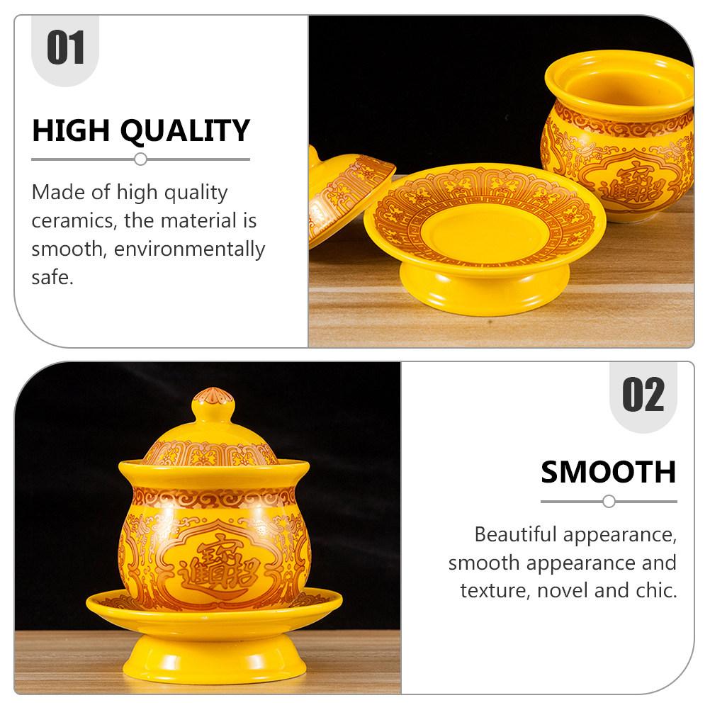 Exquisite Handcrafted Guanyin Lotus Water Cup Premium Ceramic Holy Offering Bowl for Temple Home Buddha China Mainland