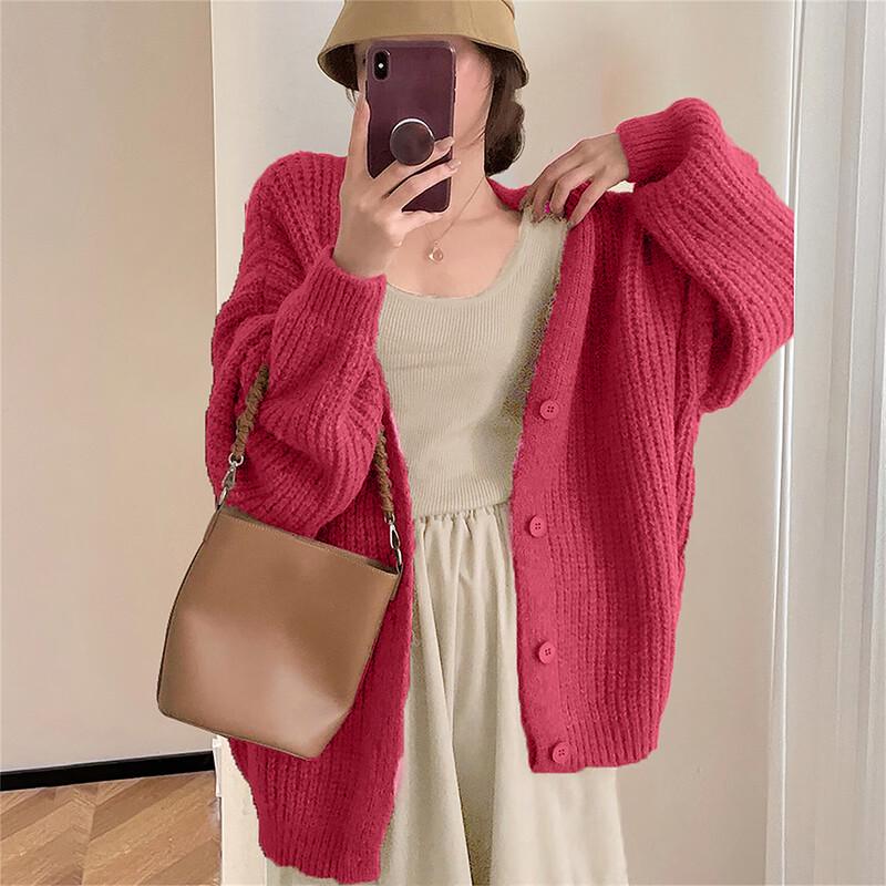 TonLion Women's Loose Fit V-Neck Cardigan