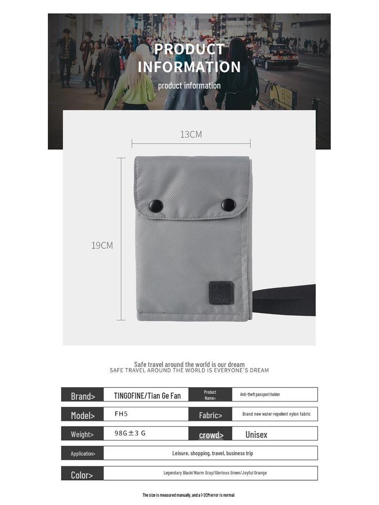 Weiqiang Waterproof Travel Document & Passport Holder, Neck-Hanging Nylon Pouch for Coins/Phone