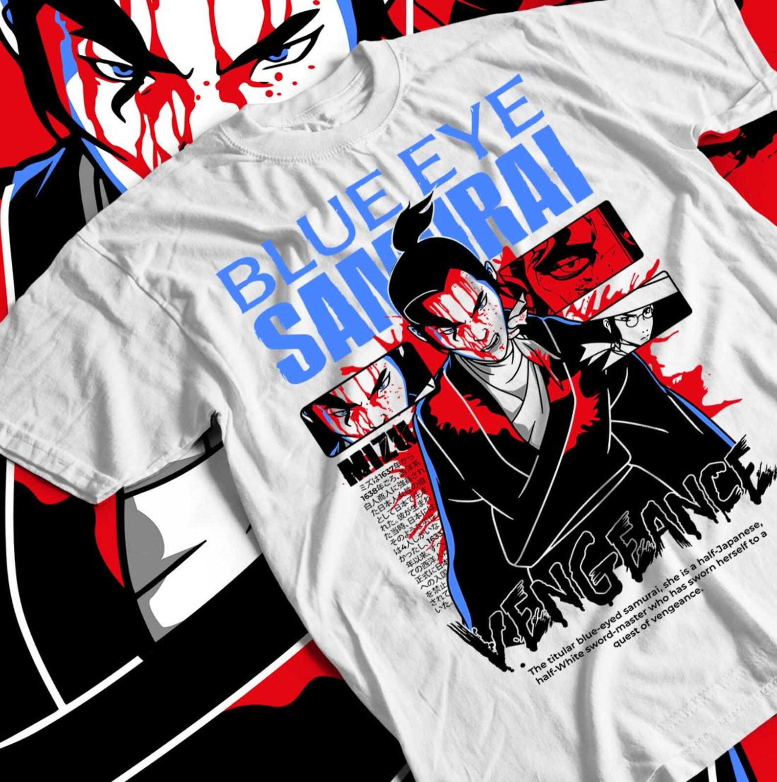 Blue Eye Samurai inspired Mizu black t-shirt Anime Manga Shirt Unisex Japanese Tee, Anime Gift, Anime Lovers Shirt S