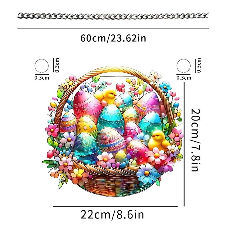 Bohemian Style 2D Acrylic Cute Easter Egg Rabbit Village DIY Decoration Festival Decor Desktop Ornament Easter Gifts For Bedroom