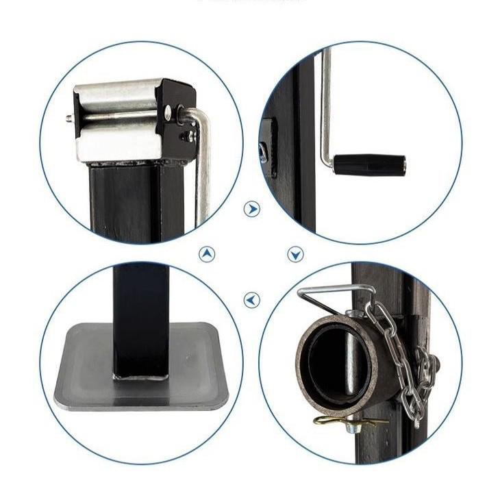 Podnośnik przyczepy z korbą ręczną: Podpory do kamperów, Podnoszenie, Rozładunek, Maszyny rolnicze, Podpory stabilizujące i Przenośne z korbą boczną.