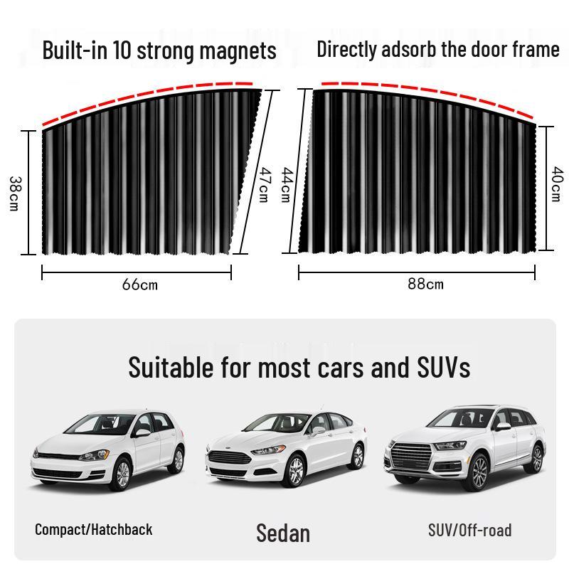 Car Side Window Sun Shade Blinds - Baby Sun Protection, Heat Insulation, Privacy Curtain