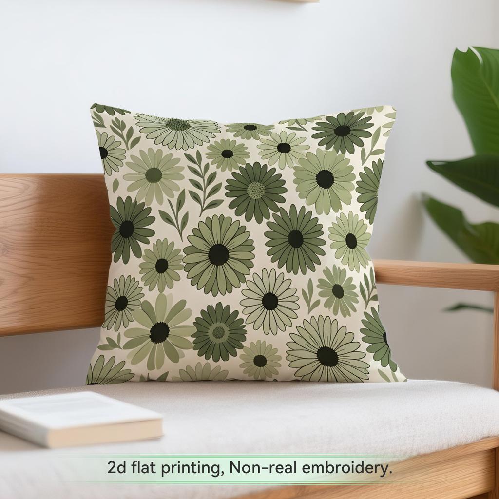 1pcs Green Flowers Cushions Pillowcase Polyester Cushion Cover Throw Pillow Pillowcover Home Car Sofa Decor