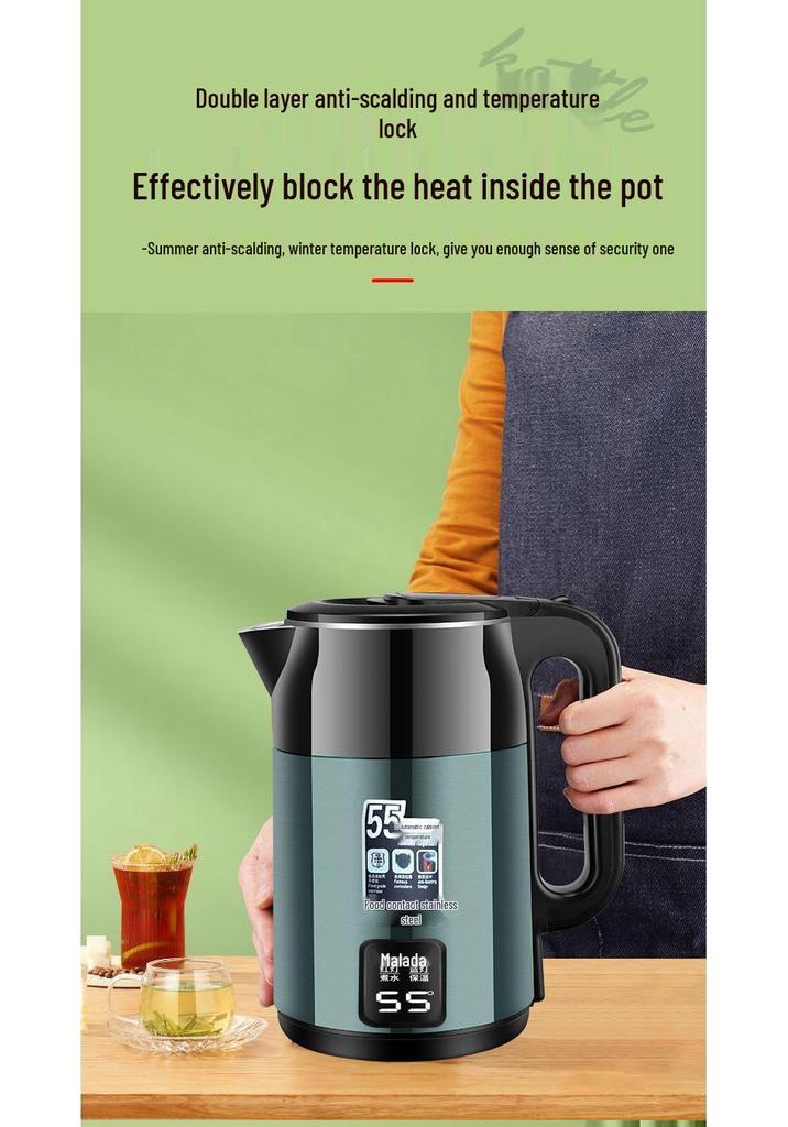 Durable 304 Stainless Steel Kettle with Thickened Insulation, Fast Boil, Large Capacity, Auto Power Off, Constant Temperature
