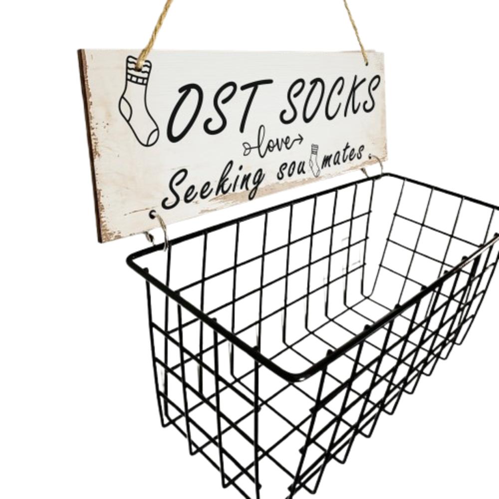 Iron Grid Socks Storage Basket Wall Mounted Lost Socks Container Hollow Metal Storage Rack  Closets