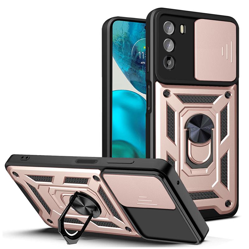 For Motorola Moto G200 5G Case Luxury Slide Camera Protect Phone Cases For Moto G200 G 200 Shockproof Armor Stand Holder Ring Back Cover Shell