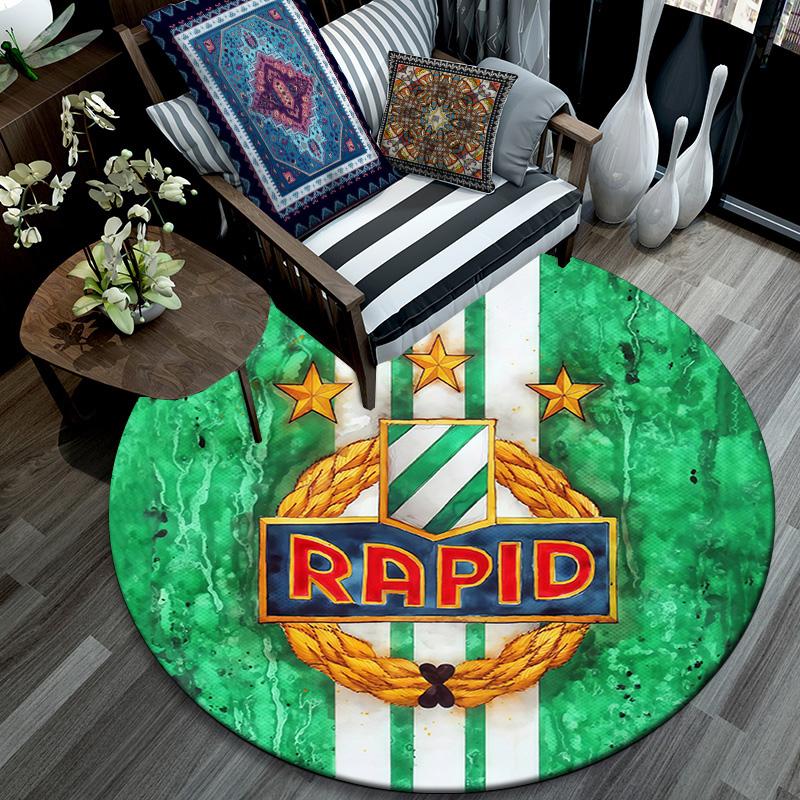 SK Rapid Wien Round Area Rug,Carpet Rug for Living Room Bedroom Sofa Playroom Decor,Non-slip Floor Mat