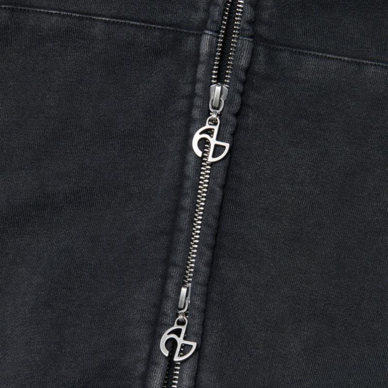 Nomanual Hooded Zip Up   Washed Black C.a Vintage