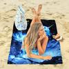 Blauer Einhorn Sternenwald Druck Strandtuch Polyester Weich Schnelltrocknend Großes Badetuch Sommer Schwimmbad Surfen Decke