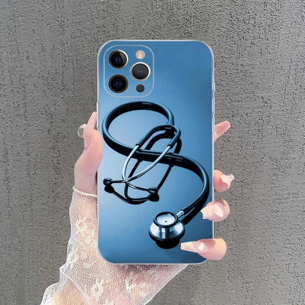 Medical Medicine stethoscope Phone Case For iPhone 15 14 13 12 Mini 11 Pro XS Max X XR SE 6 7 8 Plus Soft Silicone Cover