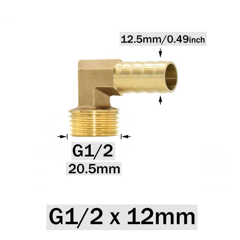12/14/16/19mm Brass Hose Barb Connector Elbow 1/2 Male Female Thread Coupler Copper Water Oil and Air Pipe Fitting
