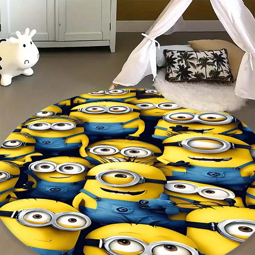 Classic Minions Circular Rug Lovely Character Pattern Round Floor Mat For Children Bedroom Living Room Home Decorative Carpet