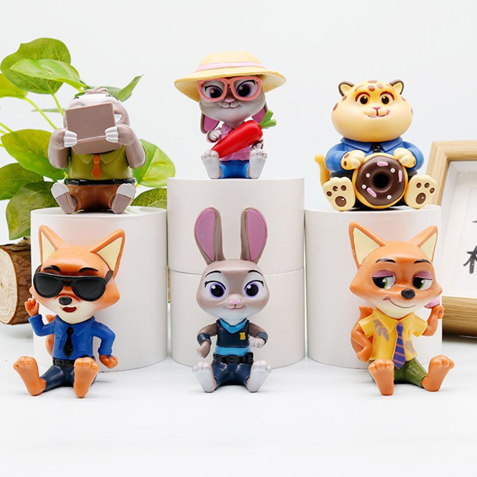 12PCS New Crazy Zoo Scene Handmade Police Officer Judy Fox Nick Trendy Play Doll Car Children Birthday Cake Decoration PVC S Kid Friendly Entertaining