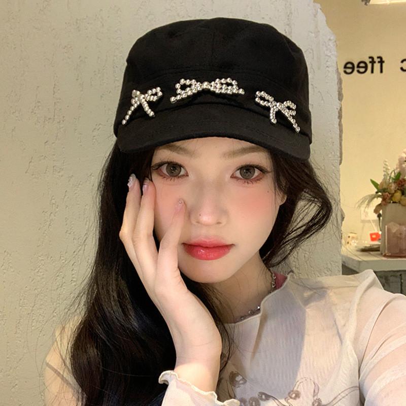 Black Trendy Vintage Bowknot Duckbill Hat For Women Perfect For Casual Spring Summer Outings