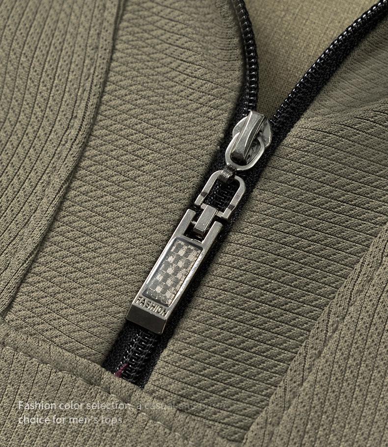 2025 Autumn Bestseller Men's Casual Half-Zip Hoodie: Long-Sleeve Solid Color Knitwear