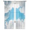 Nuvens brancas no céu azul Cortinas transparentes Cortina de voile para quarto Cortinas transparentes para janela da sala de estar Cortinas de tule para cozinha